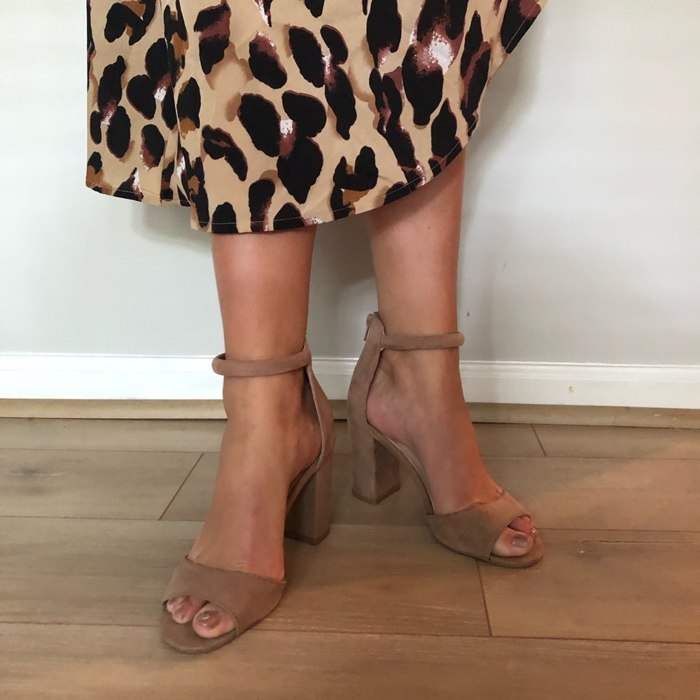 LuLus Nude Block Heels